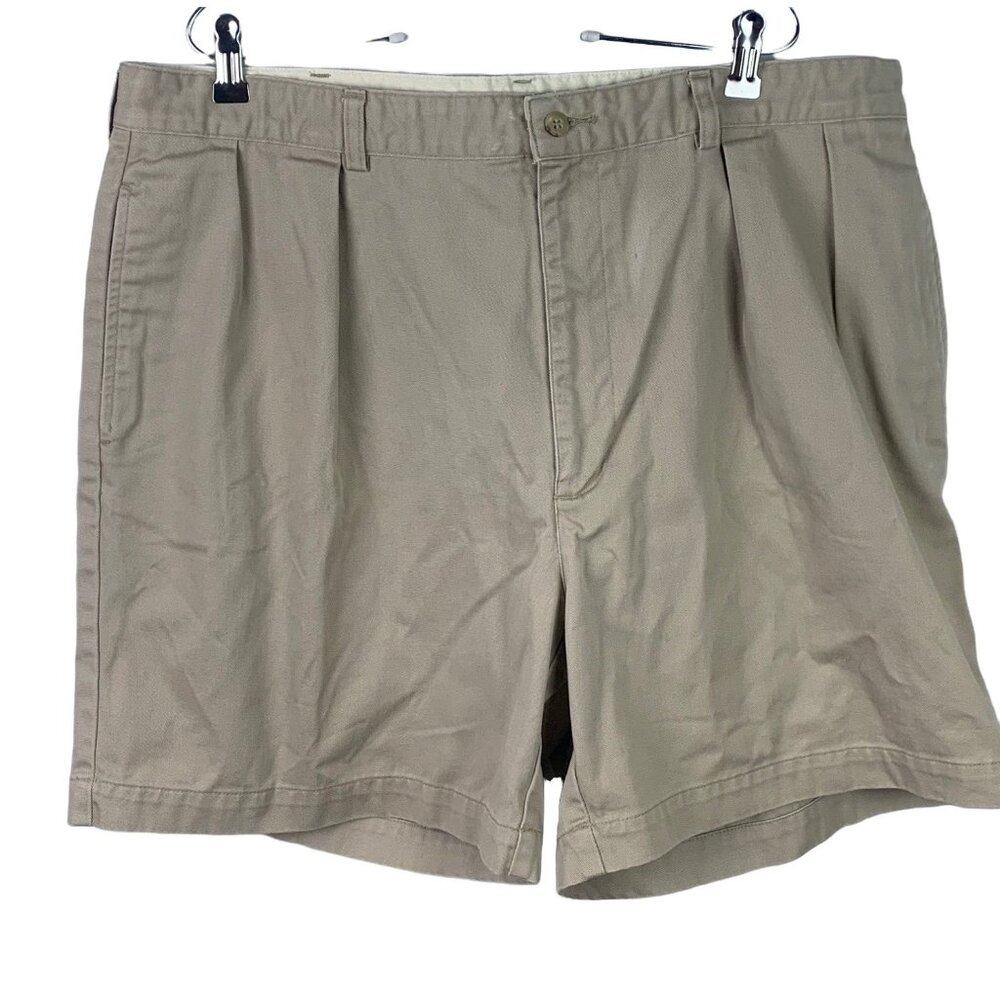 Polo Ralph Lauren Mens Khaki Classic Fit Cotton Twill Pleated Shorts Size 40